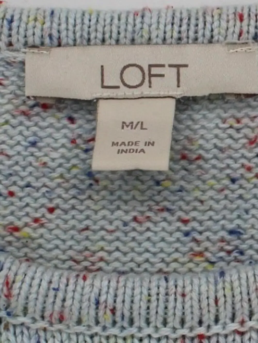 LOFT M/L $70 Light Blue Confetti Speckled Knit Open Tie Side Knit Poncho Sweater